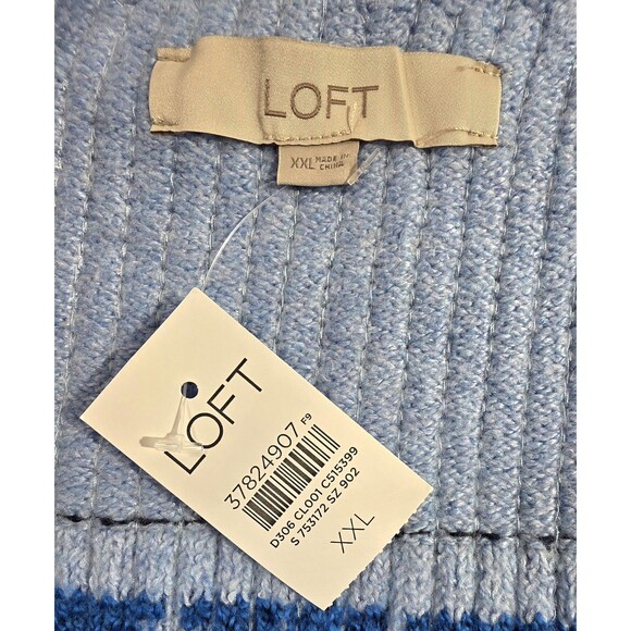 Loft Women's Sequin Fair Isle Cardigan Sweater Blue Shimmery Winter Holidays XXL - Picture 7 of 15